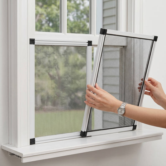Expandable Window Screen Pack of 2, Adjustable Fiberglass Mesh Screen for Windows