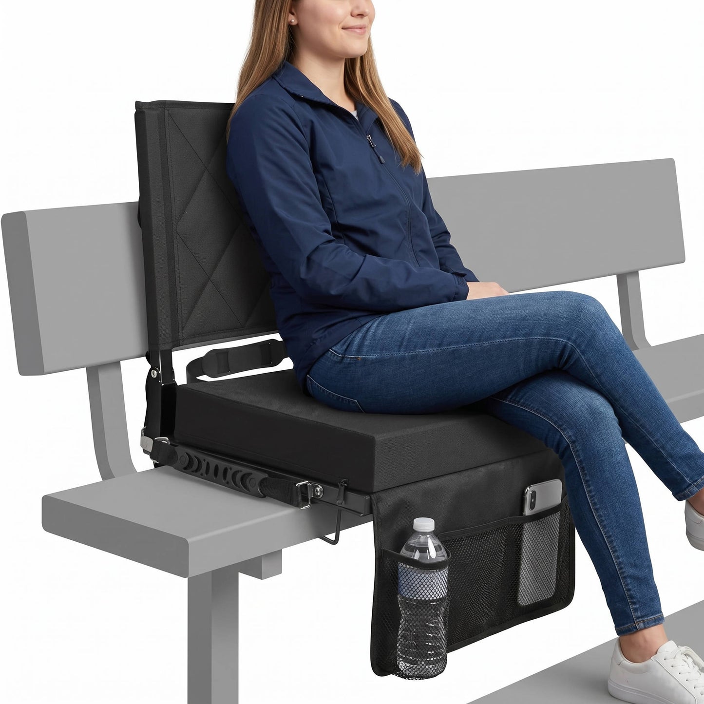 Stadium Seats for Bleachers with Back Support and Wide Cushion, Portable Folding Padded Stadium Chair with Shoulder Strap