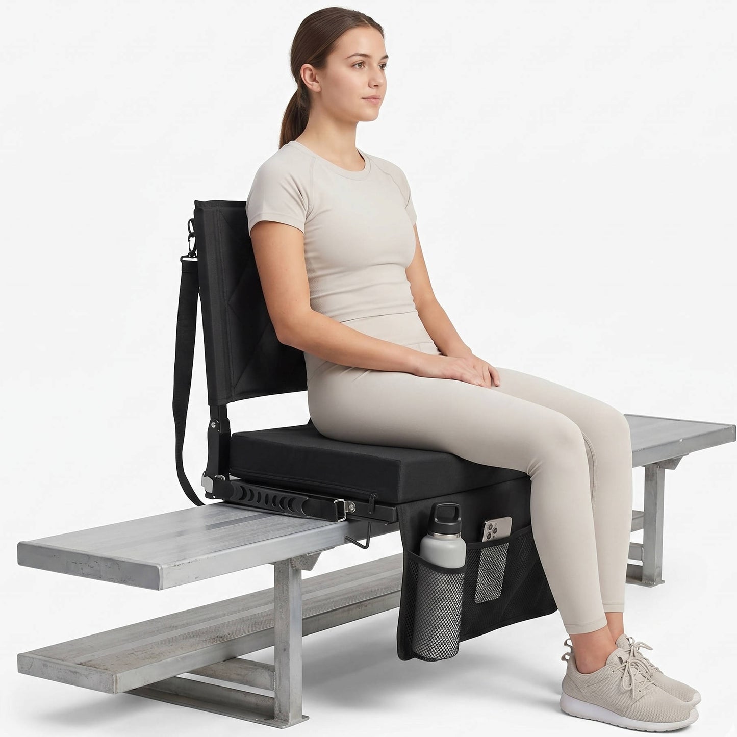 Stadium Seats for Bleachers with Back Support and Wide Cushion, Portable Folding Padded Stadium Chair with Shoulder Strap