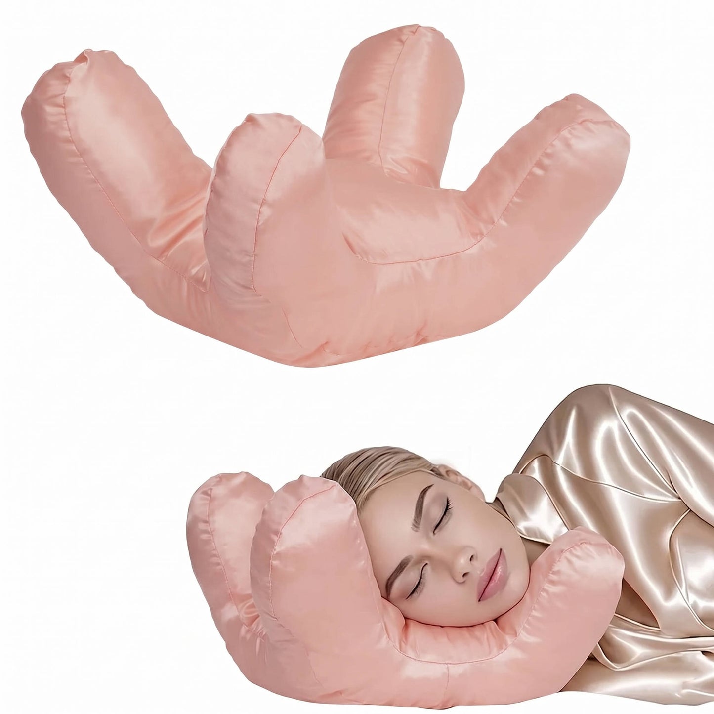 Memory Foam Beauty Pillow with Silk Satin Cover and Neck Support