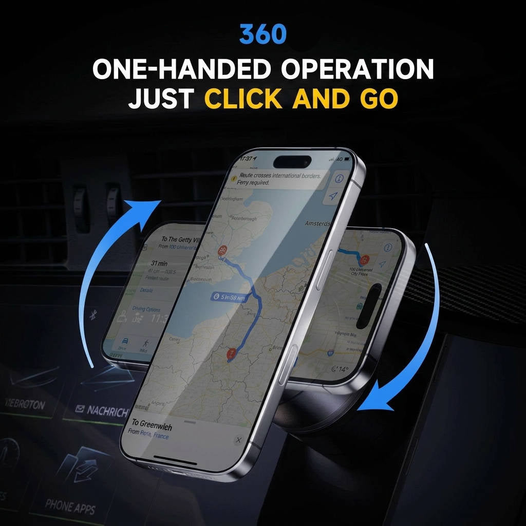 Foldable Magnetic Phone Holder with 360 Rotation and Vacuum Mount for Car Home Travel