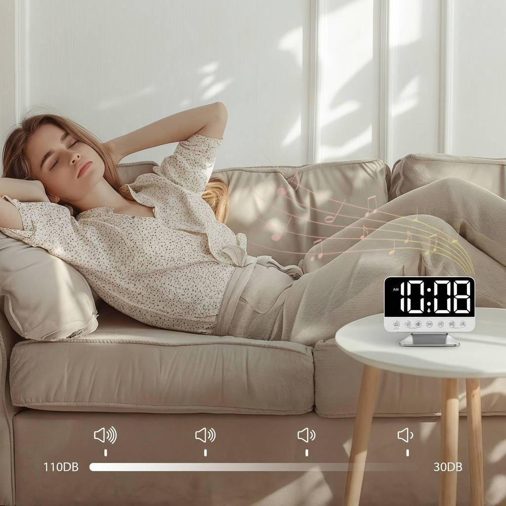 Digital Alarm Clock Bedroom Large Display, Adjustable Brightness Easy Read LED Clock with Night Light