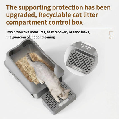 Stainless Steel Cat Litter Box 100L with Enclosed Design and Lid