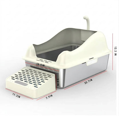 Stainless Steel Cat Litter Box 100L with Enclosed Design and Lid