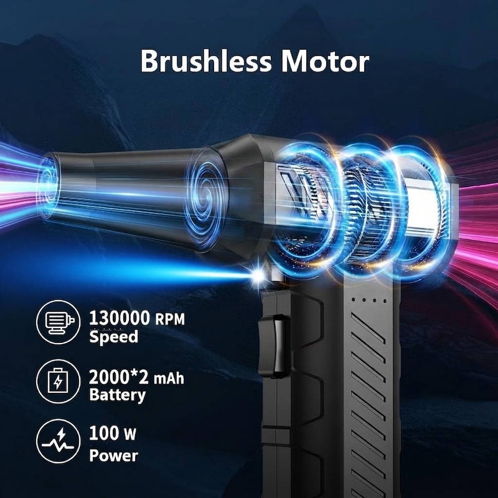 Cordless Electric Air Duster with 3 Speeds and USB C Rechargeable