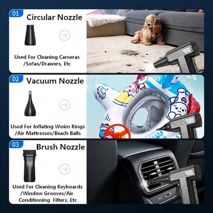 Cordless Electric Air Duster with 3 Speeds and USB C Rechargeable