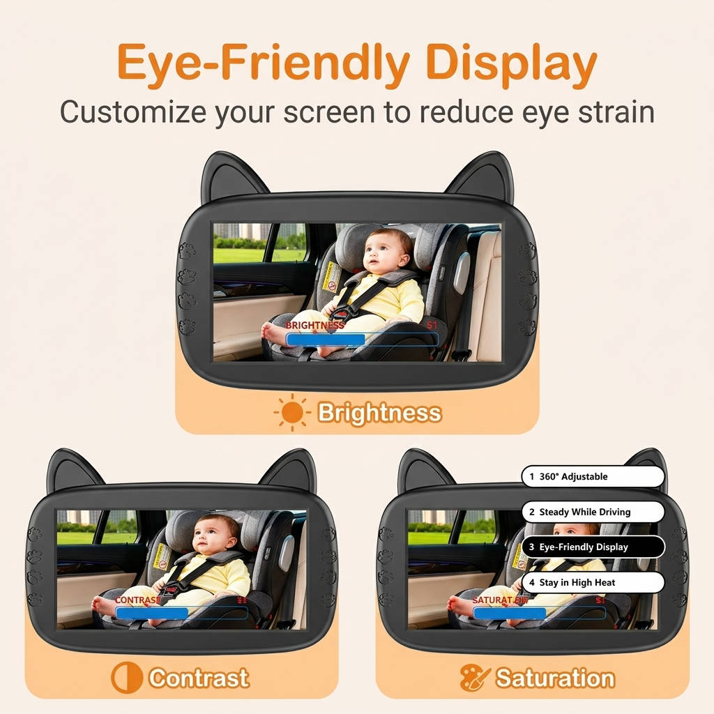 Rear Seat Baby Car Camera with 1080P Video and Wide Angle View