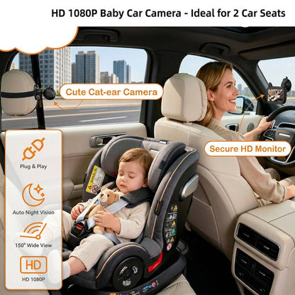 Rear Seat Baby Car Camera with 1080P Video and Wide Angle View