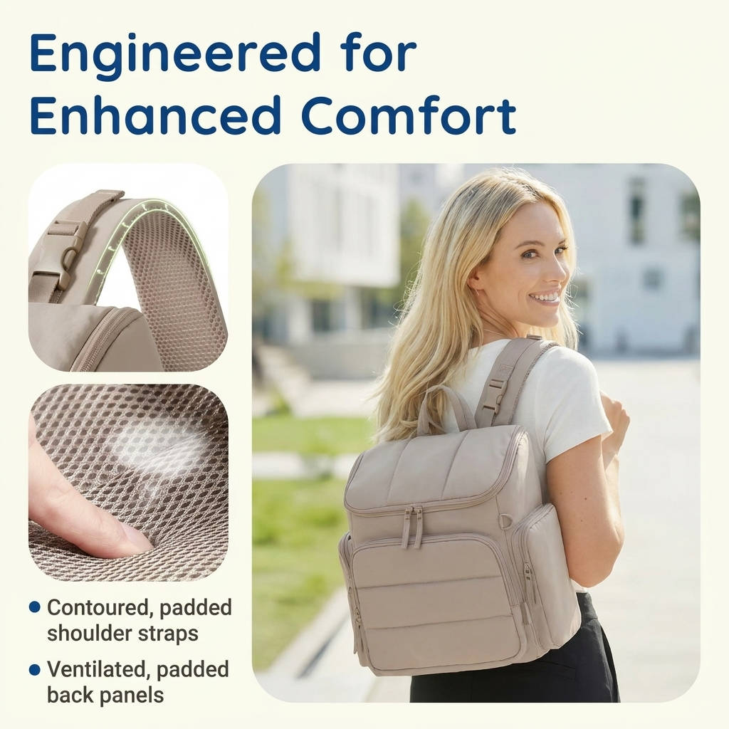 Diaper Bag Backpack with Changing Pad and Insulated Bottle Pockets