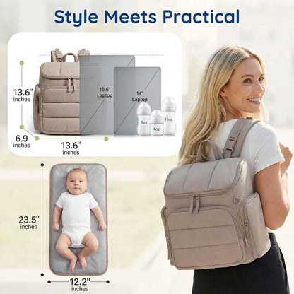 Diaper Bag Backpack with Changing Pad and Insulated Bottle Pockets