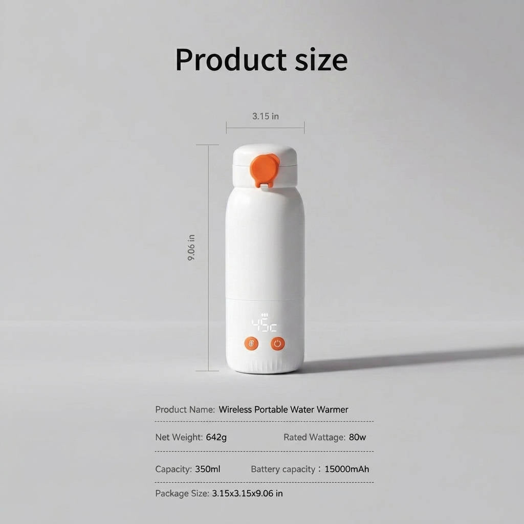Portable Bottle Warmer for Travel, 12oz Rechargeable with 4 Temperature Settings