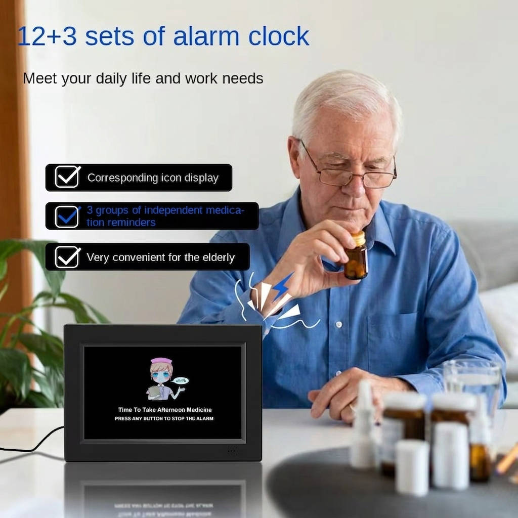 8 Inch Digital Clock for Seniors with Date Day Alarms and Reminders
