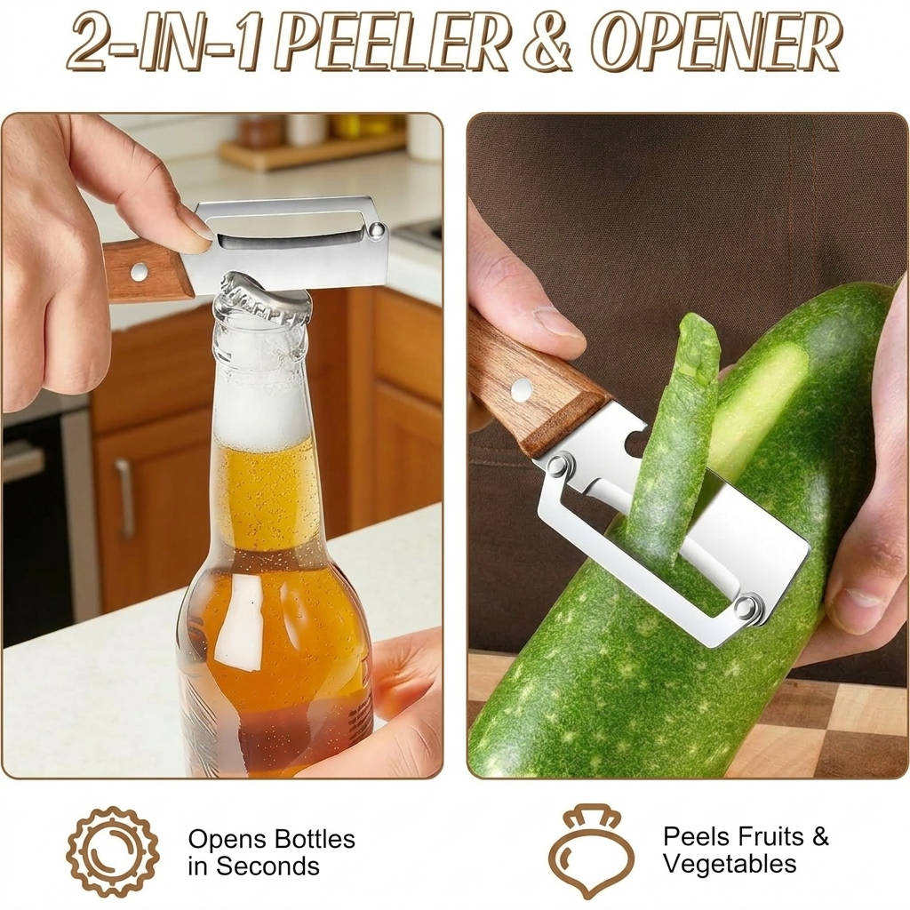 3 in 1 Vegetable Peeler with Julienne Cutter and Bottle Opener