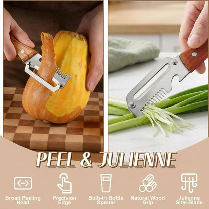 3 in 1 Vegetable Peeler with Julienne Cutter and Bottle Opener