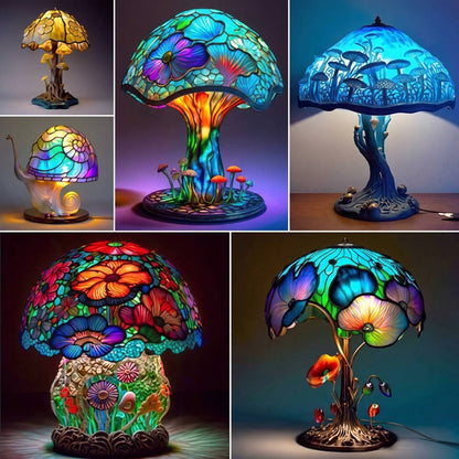 Enchanting Stained Glass Table Lamp, Elegant Decorative Accent Lighting for Home
