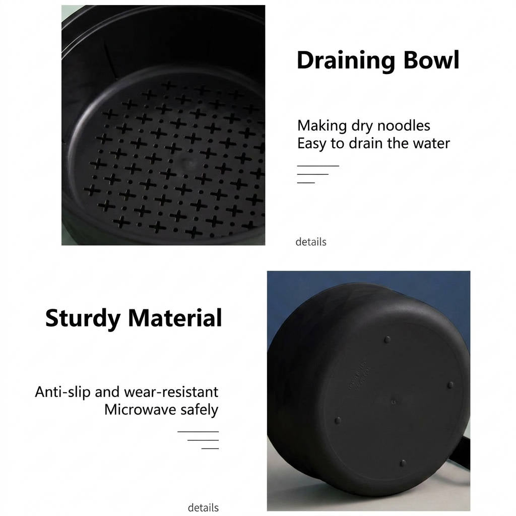 6 Piece Microwave Ramen Noodle Cooker Bowl Set with Lid, Portable Microwaveable Dorm Room & College Essentials Tableware