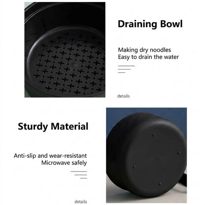 6 Piece Microwave Ramen Noodle Cooker Bowl Set with Lid, Portable Microwaveable Dorm Room & College Essentials Tableware