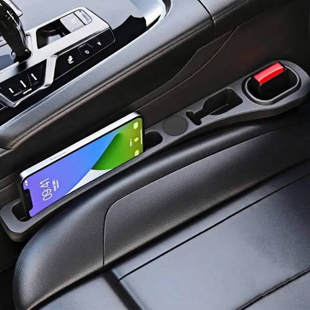 Car Seat Side Gap Filler and PU Leather Storage Strip, Universal Console Organizer for Phone, Keys & Tickets