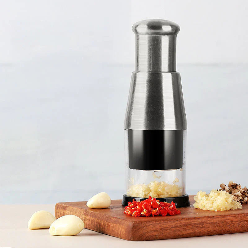 Garlic Chopper with Adjustable Texture Control and Stainless Steel Blades