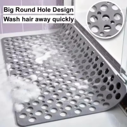 Textured Shower Mat with Drainage Holes and Suction Cup Base