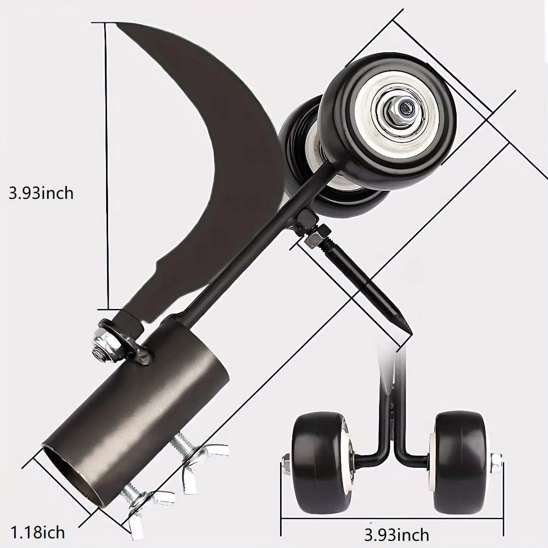 Upright Weed Roller Tool with Metal Roller Head for Pavement Joints and Crevices