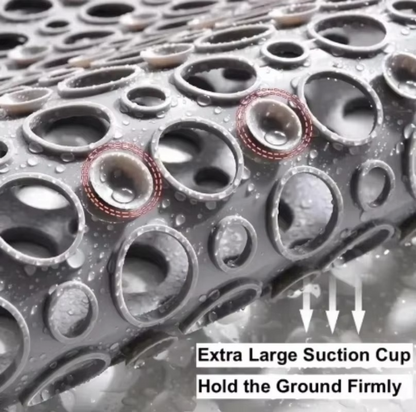 Textured Shower Mat with Drainage Holes and Suction Cup Base