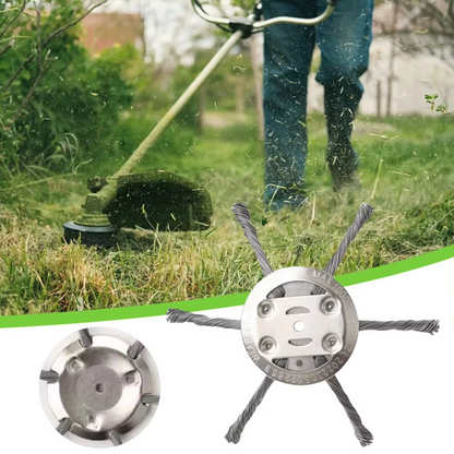 Steel Wire Brush Trimmer Head with Secure Positioning, 6 Inch Diameter