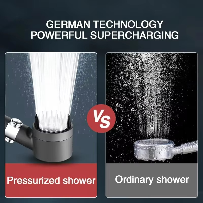 Rainfall Shower Head with Water Filter and Detachable Massage Brush
