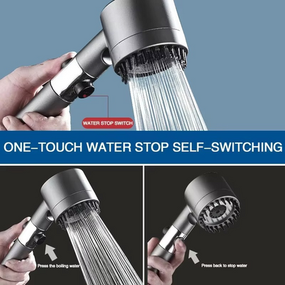 Rainfall Shower Head with Water Filter and Detachable Massage Brush