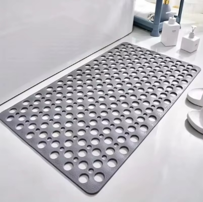 Textured Shower Mat with Drainage Holes and Suction Cup Base