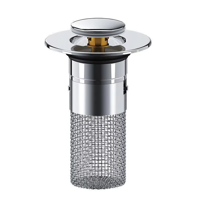 Sink Drain Stopper with Detachable Filter Basket and Press-Activated Seal