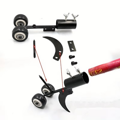 Upright Weed Roller Tool with Metal Roller Head for Pavement Joints and Crevices