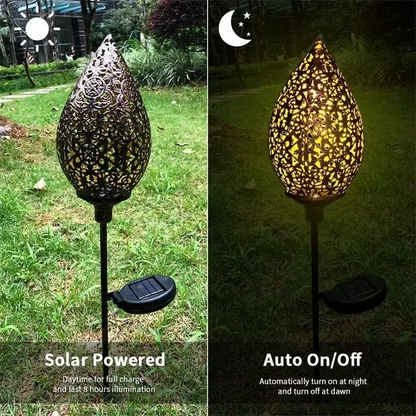 LED Water Drop Pathway Light with Solar Panel and Auto Dusk Sensor, Weatherproof