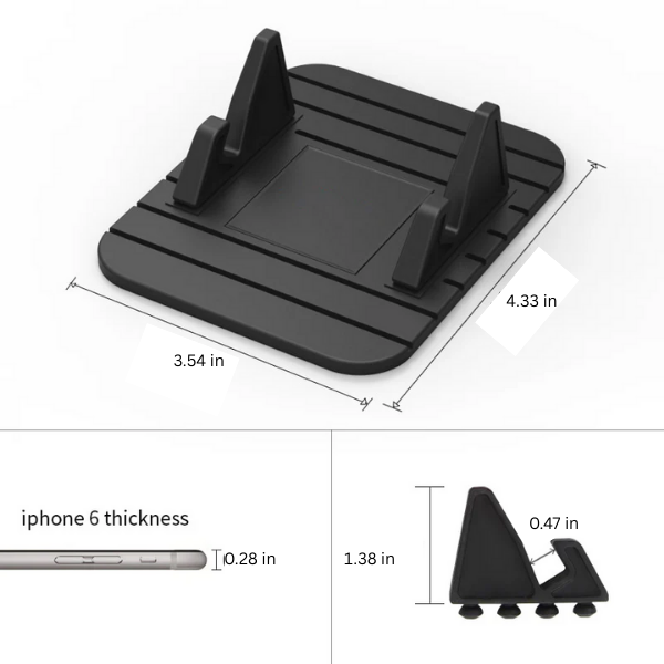 Dashboard Phone Holder with Silicone Cradle and Friction Base