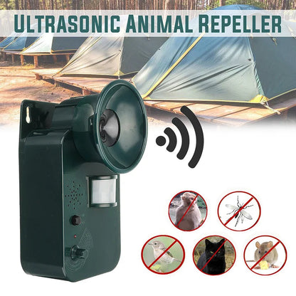 Motion-Activated Ultrasonic Animal Repeller with LED Flash and Adjustable Frequency, 5000 Sq Ft