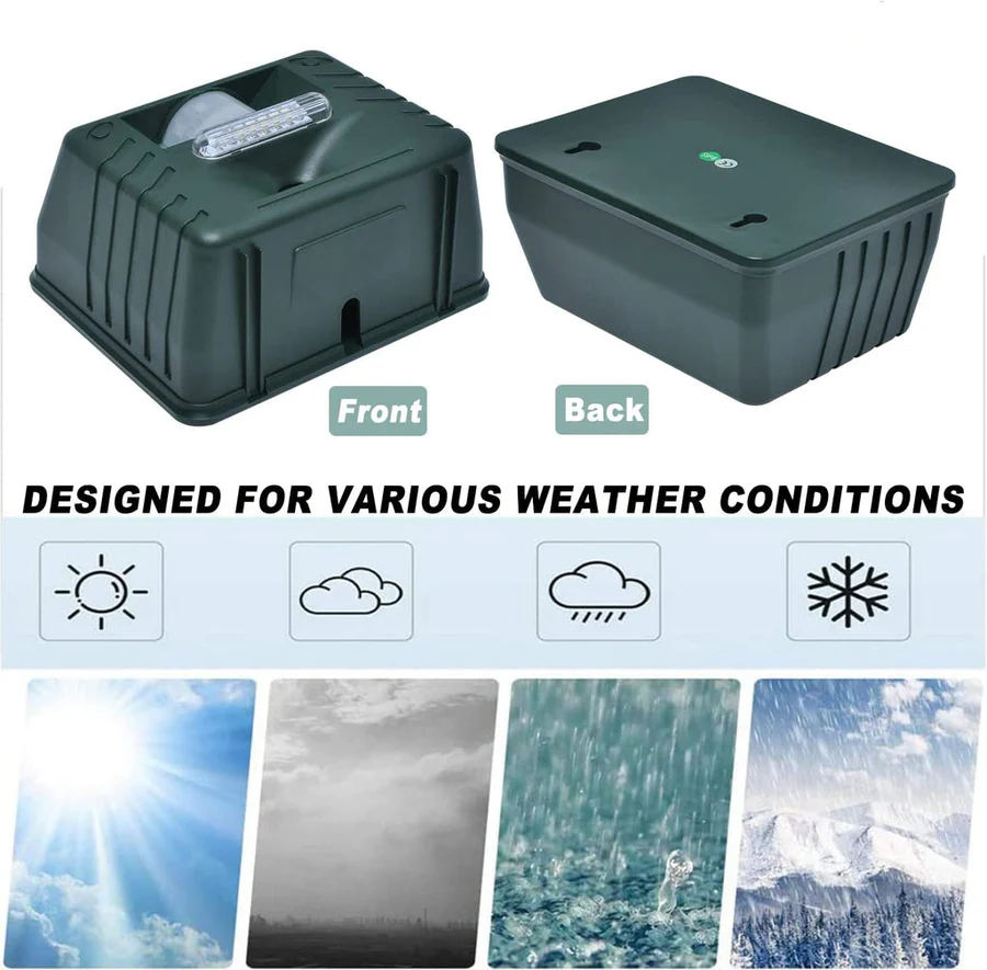 Solar-Powered Ultrasonic Bird Repeller with Motion Detection and LED Flash, Weatherproof