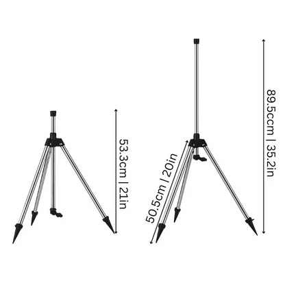 Rotating Tripod Sprinkler with 360° Coverage and Adjustable Height