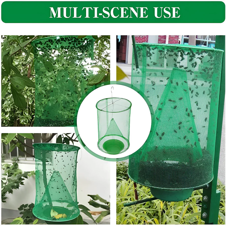 Natural Fly Trap with Expandable Capacity and All-Natural Bait, Reusable Design