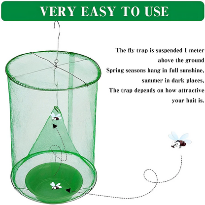 Natural Fly Trap with Expandable Capacity and All-Natural Bait, Reusable Design