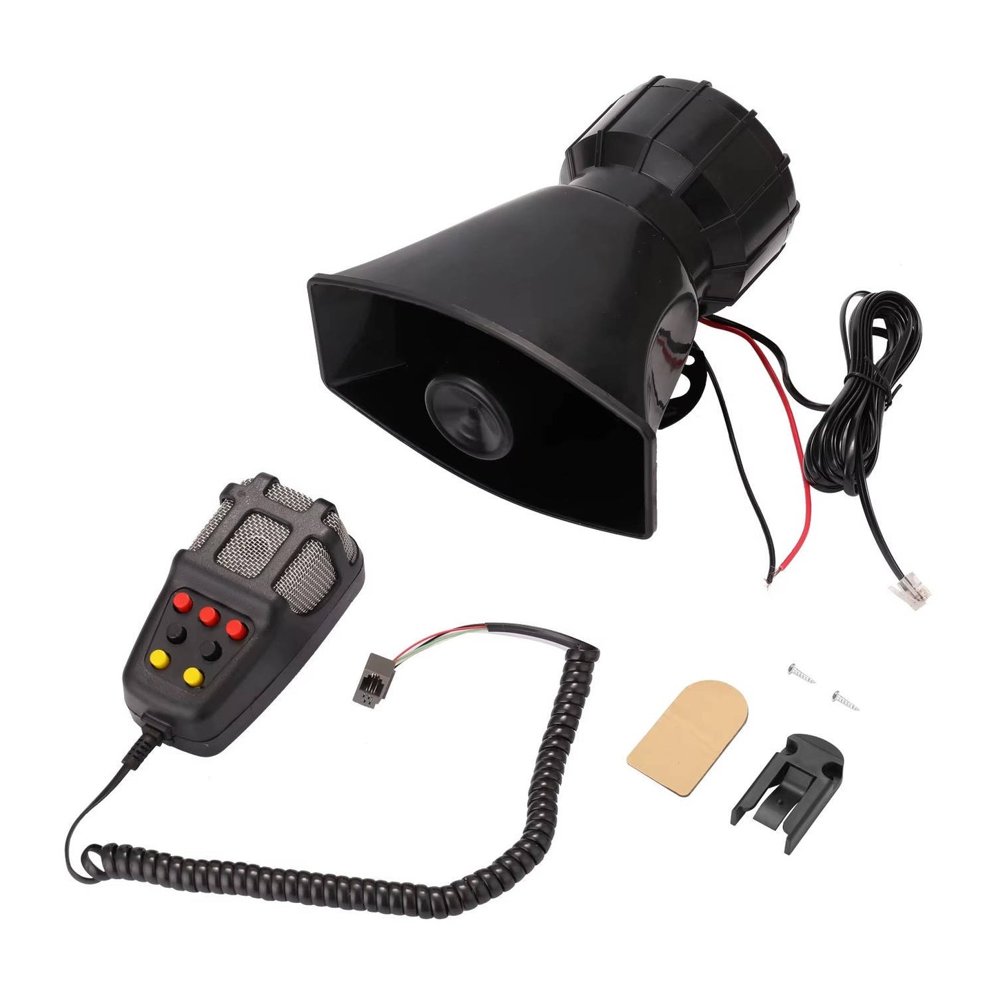 12V 80W Car Warning Horn PA Speaker System with 7 Tone Control Unit