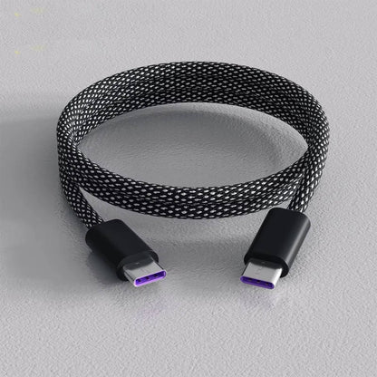 Self-Coiling Magnetic Charging Cable with Dual Tips and Data Sync, 3.3ft