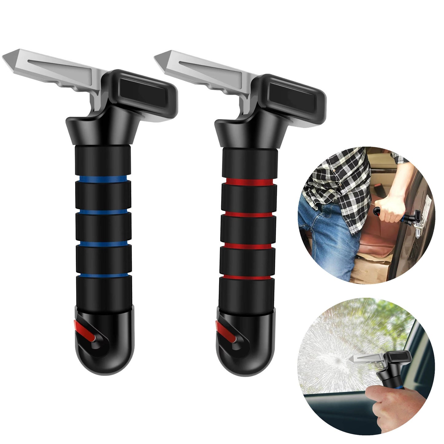Vehicle Door Assist Handle with Foam Grip and Emergency Tools, 2 Pack