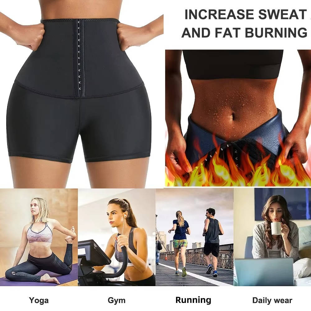 Womens High Waist Sauna Shorts, Compression Hip Lift Fitness Workout Activewear Shorts
