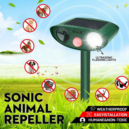Ultrasonic Motion-Activated Wildlife Deterrent with Solar Power and LED Flash, Pack of 4