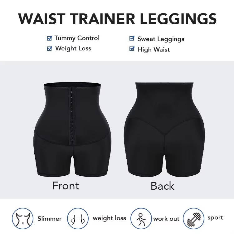 Womens High Waist Sauna Shorts, Compression Hip Lift Fitness Workout Activewear Shorts