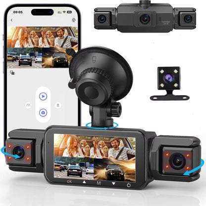 Four Camera Dash Cam with Infrared Night Vision and Wireless App Control