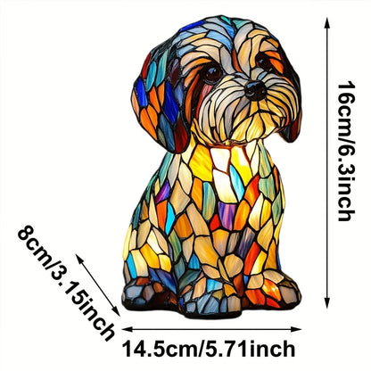 Vintage Geometric Stained Glass Table Lamp