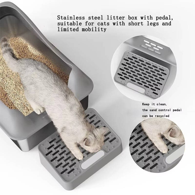 Stainless Steel Cat Litter Box 100L with Enclosed Design and Lid