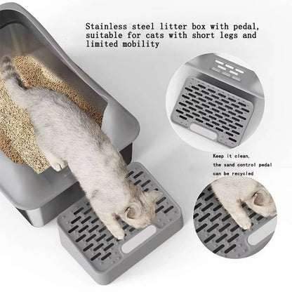 Stainless Steel Cat Litter Box 100L with Enclosed Design and Lid