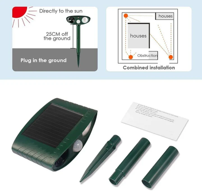 Ultrasonic Motion-Activated Wildlife Deterrent with Solar Power and LED Flash, Pack of 4